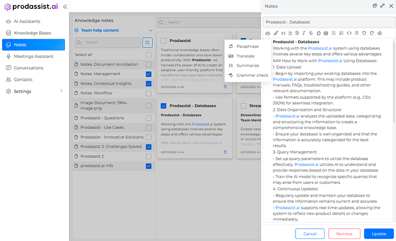 Intelligent Note Management
